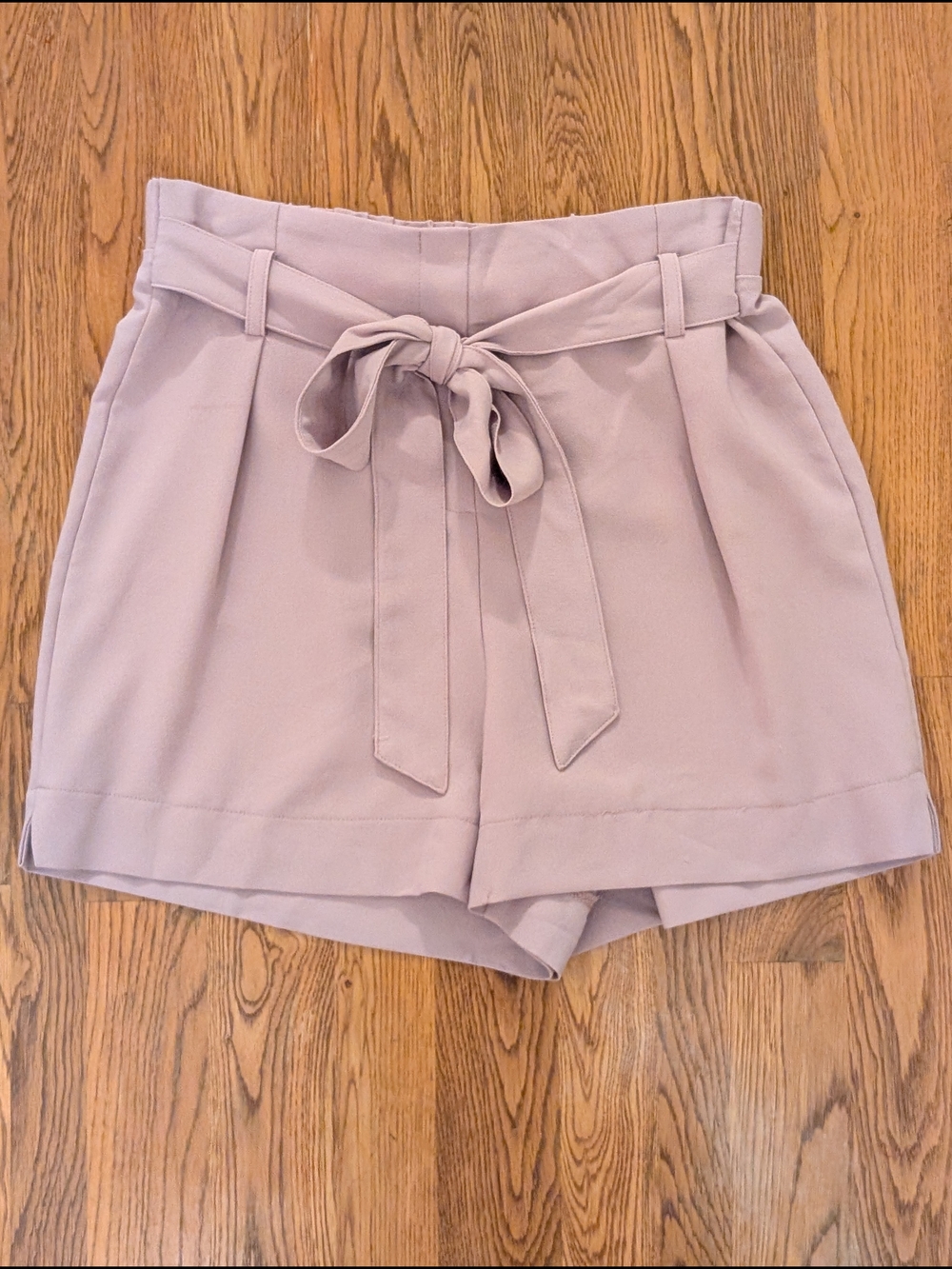Have Mauve Pink High Rise Tie Waist Shorts